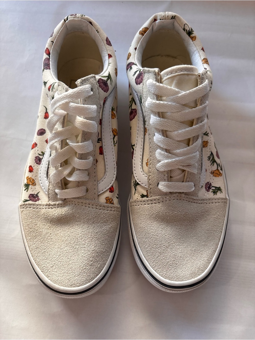 Vans Old Skool Poppy Floral Cream Sneakers Women’s 6 Men’s 4.5 Suede Canvas